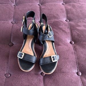 Sofft Black Minimalist Sandals with Ankle Strap